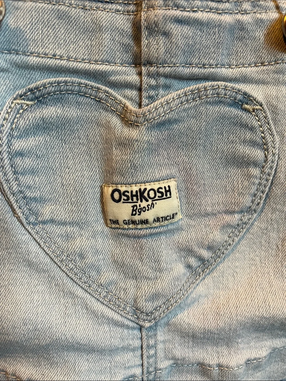 OshKosh B'gosh Light Blue Denim Shortalls with Rainbow-Strap Details